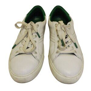 Green White Leather Sneakers Tory Burch Tory Sport Chevron Colorblock Womens 10M